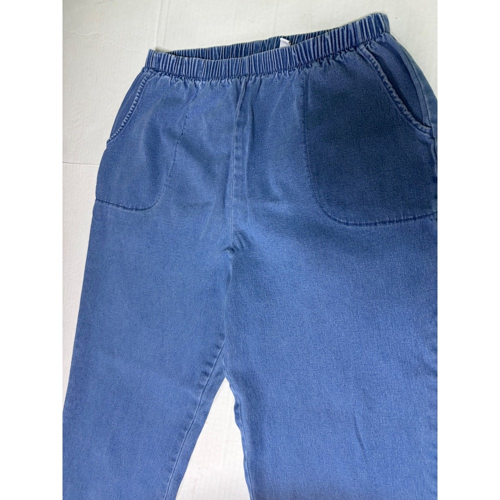 Denim & Co Womens XL Blue Elastic Waist Pull On Straight Leg Jeans Medium Wash